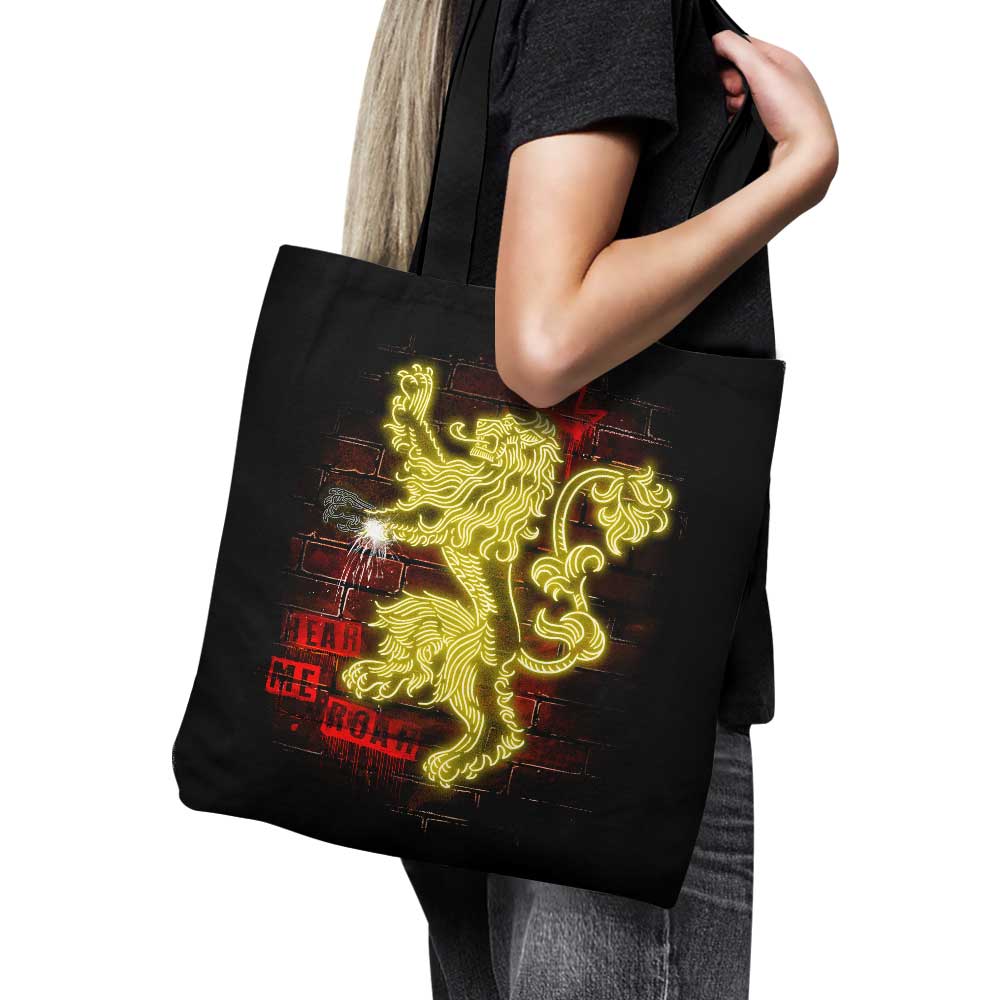 High - Quality Hand - Sewn Neon Lion Polyester Poplin Tote Bag