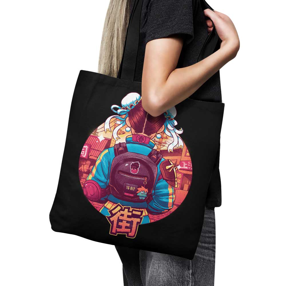 Spring Fighter Themed Polyester Poplin Tote Bag with Cotton Straps
