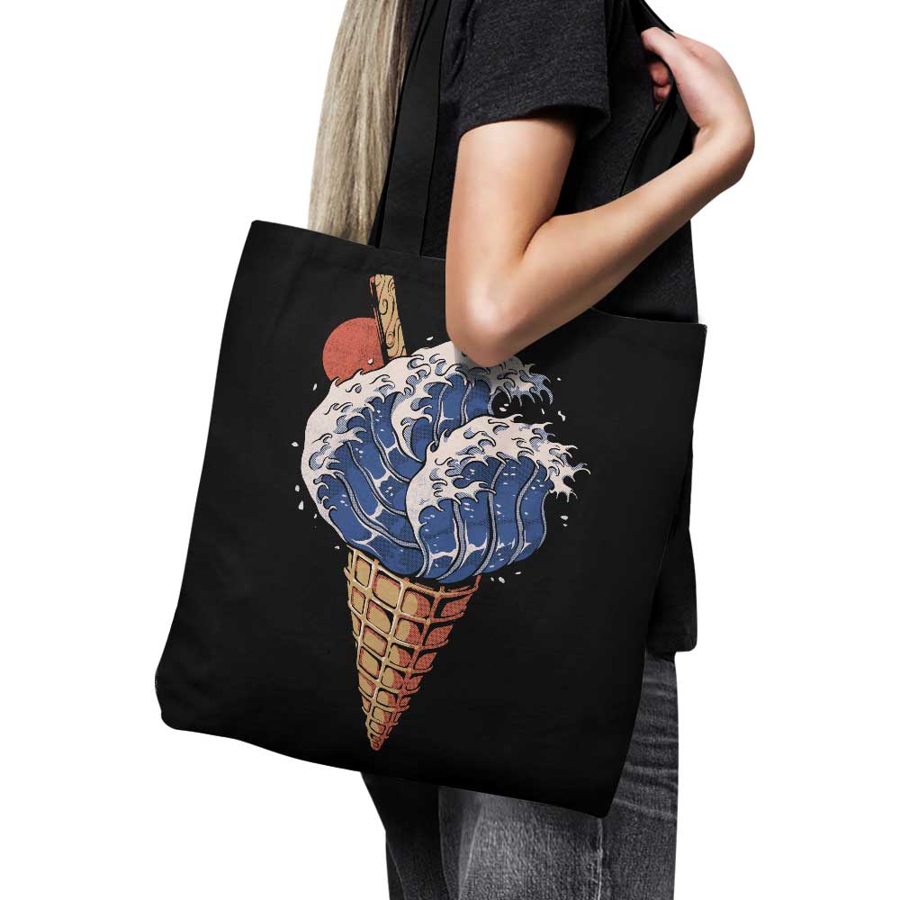 Ilustrata's Kanagawa Ice Cream Design Premium Polyester Poplin Tote Bag