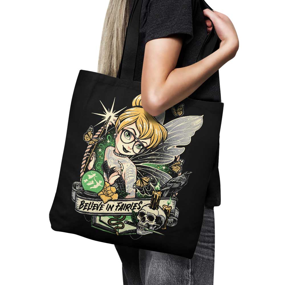 Momma Gorilla's Enchanting 'Believe in Fairies' Polyester Tote Bag