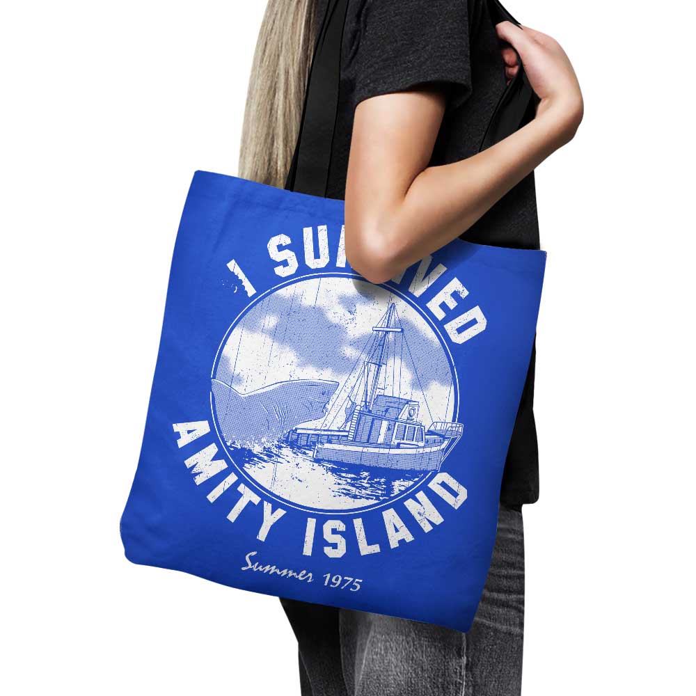 High - Quality 'I Survived Amity Island' USA - Made Polyester Tote Bag