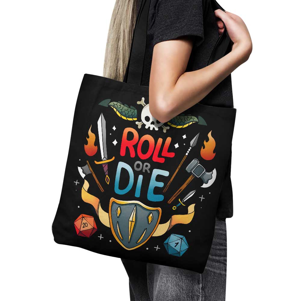 High - Quality 'Roll or Die' Polyester Poplin Tote Bag