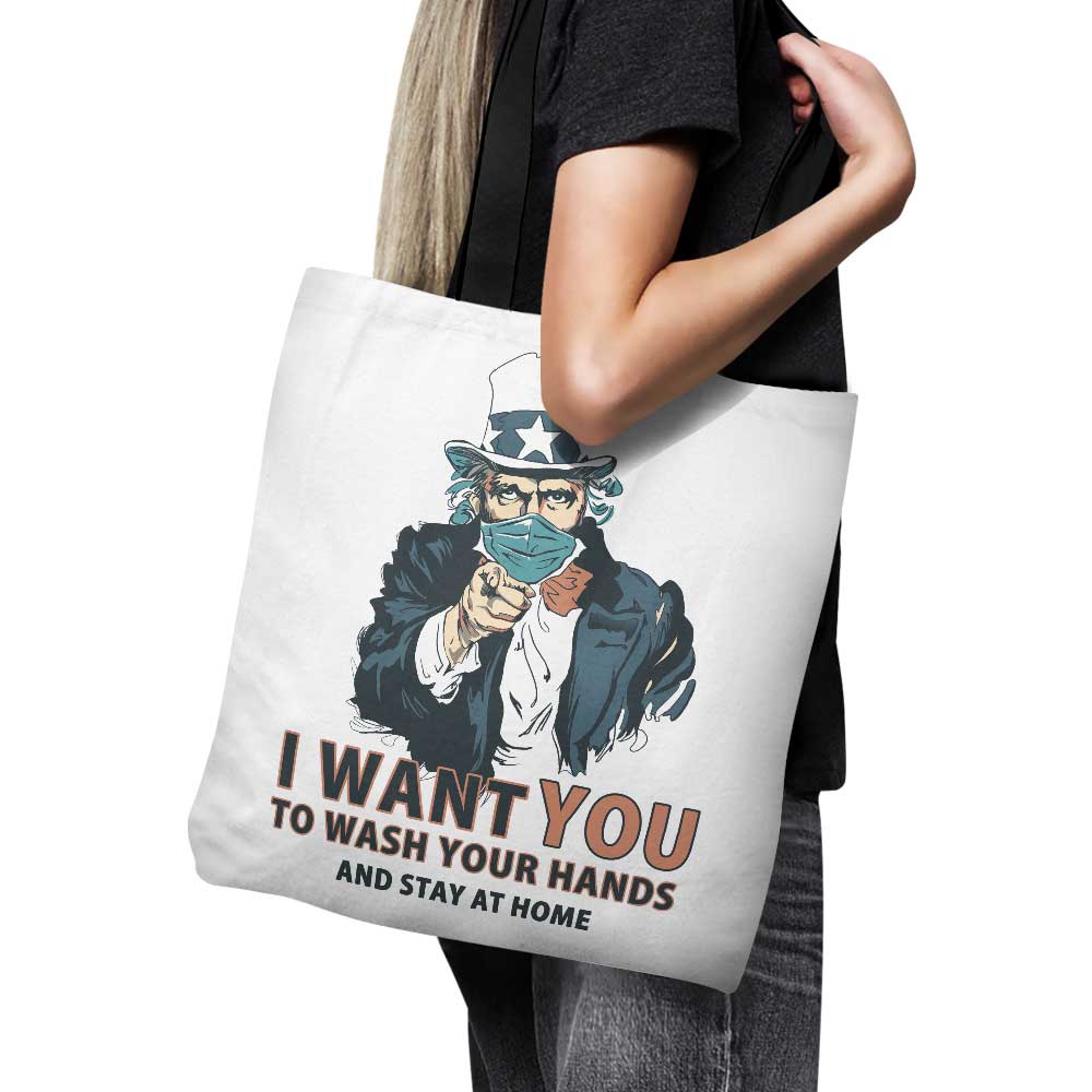 High - Quality 'Wash Your Hands' Message Printed Polyester Tote Bag